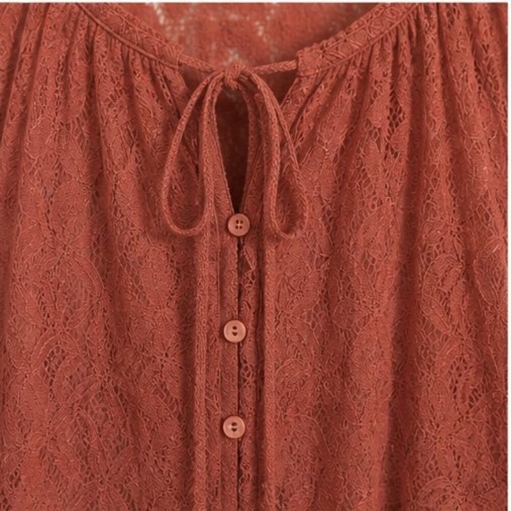 Rust Lace Trim Top - Picture 4 of 6